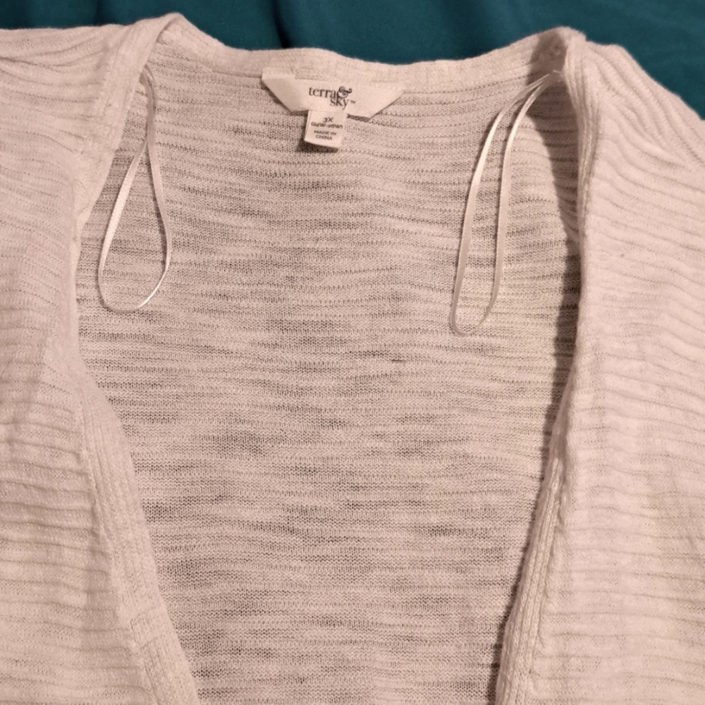 Lovely Off White Terra & Sky Long Sweater Lightweight Women's sz 3X, 34W-26W